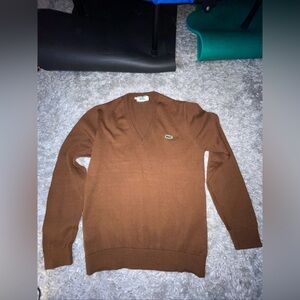 Vintage IZOD Lacoste Sweater Mens Sz40 Brown Acyrlic 70's V Neck Preppy